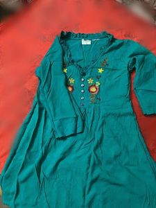 Teal Embroidered Kurta