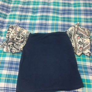 Paralians Crop Top For Women (Navy Blue, M)