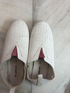 White Perforated Slip-On Flats