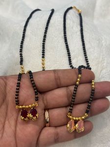 2 piece red and pink Gold Plated Mangalsutra with