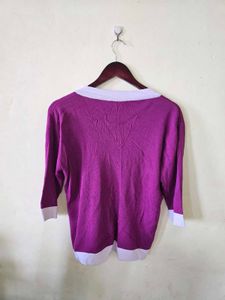 Stylish Purple &amp; White Cardigan