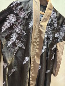Elegant Brown Abaya with Leaf Design