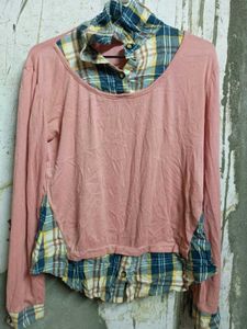 Pink Layered Plaid Shirt