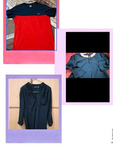 combo of 3 blue crop to and black top, t shirt