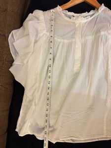 H&amp;M White Ruffle Sleeve Top