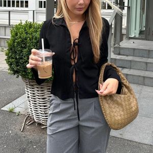 Zara Black Tie-Front Blouse