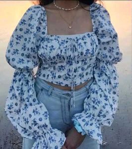 Floral Print Puff Sleeve Top🫧🌀