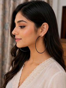 Black Oversized Hoop Earrings for Women 🖤