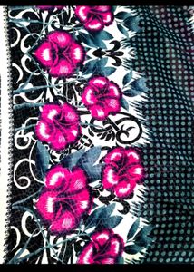 🌸 Elegant Pink Floral Printed Saree 🌸
