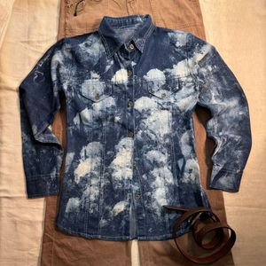 Denim Bleach Tie-Dye Shirt