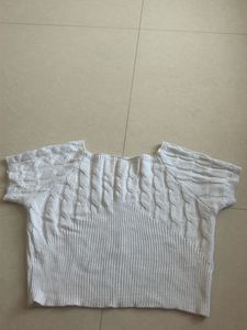 White Cable Knit Cropped Sweater
