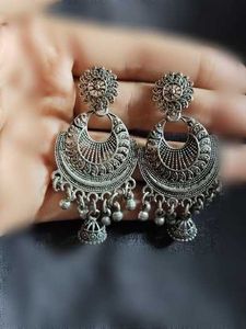 Oxidized Silver Jhumka Earrings