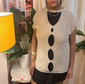 Sparkly Sleeveless Top with Cutouts
