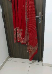 New Unused PureCotton Premium Ajrak AnarkaliSuit