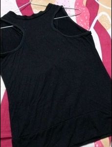Black Sleeveless Wrap Top