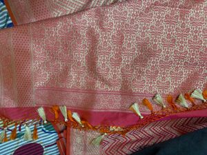 Red &amp; Gold Chevron Pattern Saree