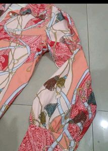 Chic Scarf Print Button-Up Shirt