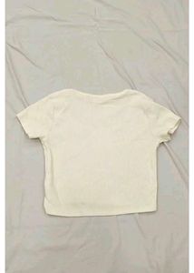 Cream Ribbed Cropped Top