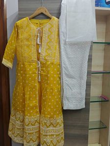 Yellow Embroidered Kurta Set with Pants