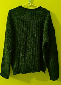 Dark Blue Ribbed Knit Sweater