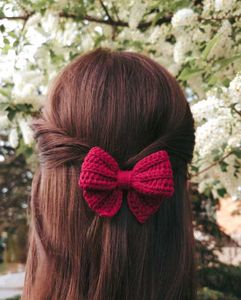 Red Crochet Hair Bow