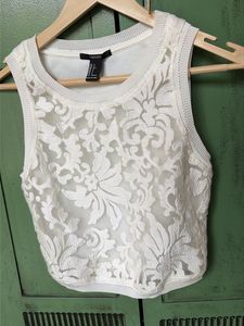 Forever 21 White Lace Crop Top