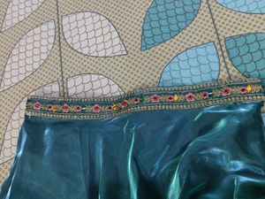 Teal Blue Heavy Embroidered &amp; Organza Lehenga Set