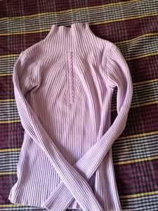 Ribbed Mock Neck Button Up Top