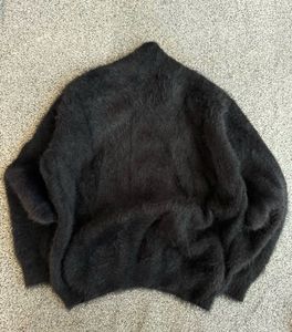 Cozy Black Fuzzy Knit Sweater