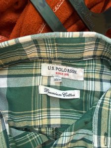 US POLO Men's Green Plaid Long Sleeve Shirt