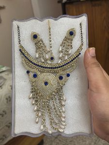 Stunning Blue &amp; Gold Indian Jewelry Set