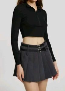 Savana zip up long sleeve Crop Top