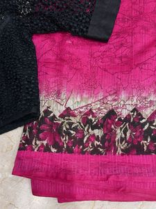 Stunning Pink &amp; Black Saree with blouse