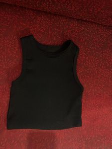Black Ribbed Crop Top