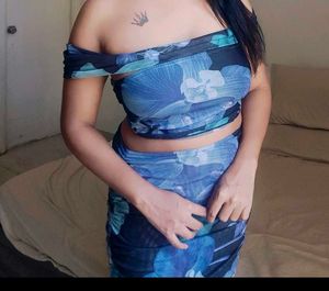 Blue Floral Off-Shoulder Co-ord Set