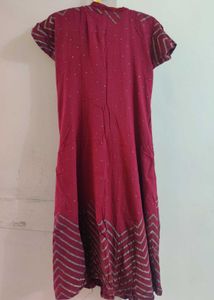 Maroon Ethnic Kurta with Golden Print