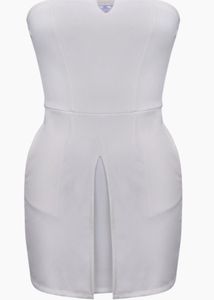 SSS White Strapless Pleated Mini Dress