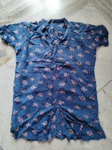 Blue Floral Print Kurta Set
