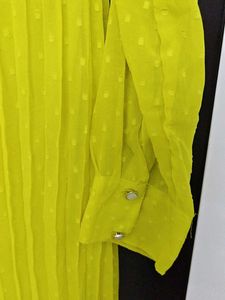 Bright Yellow Embroidered fit and flared dress