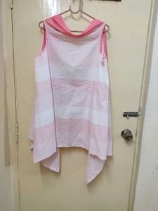 Beautiful Shrug Free Size Pink N White Colour