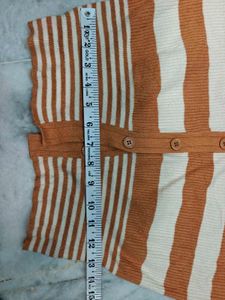 Striped V-Neck Button-Up Cardigan