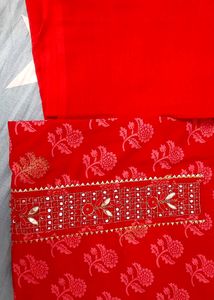 Pure Cotton Handwork Suit With Tie And Die Dupatta