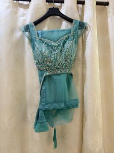 Stunning Teal Embellished Lehenga Choli