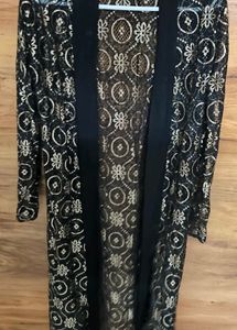 Elegant Black &amp; Gold Embroidered cardigan