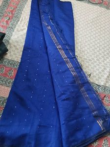 Elegant Royal Blue Embellished Saree