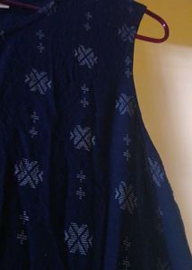 Elegant Navy Blue Ethnic Kurta with Intricate Prin