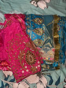 Vibrant Pink &amp; Teal Saree