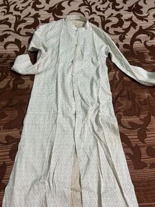 Elegant White Printed Kurta with lower and dupatta