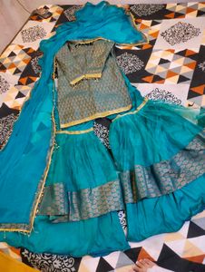 Teal Kurta garara Set