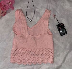 baby pink crochet top